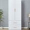 Livelylodge 74.2" H White 2 Doors 2 Drawers Modern Wooden Armoire Wardrobe Bedroom Freestanding Closet